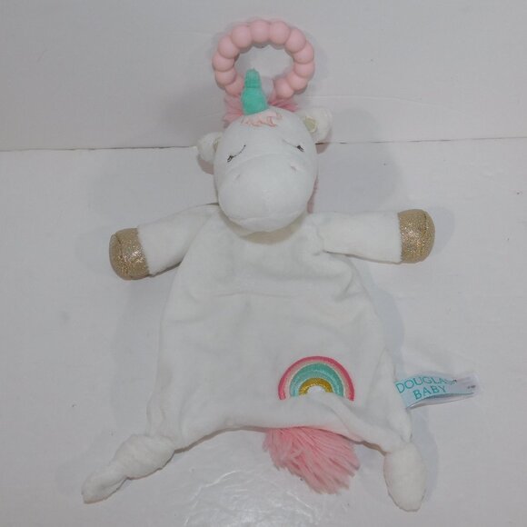 Douglas Baby Plush White Emilie Unicorn Silicone Teether rainbow Lovey - Picture 1 of 7
